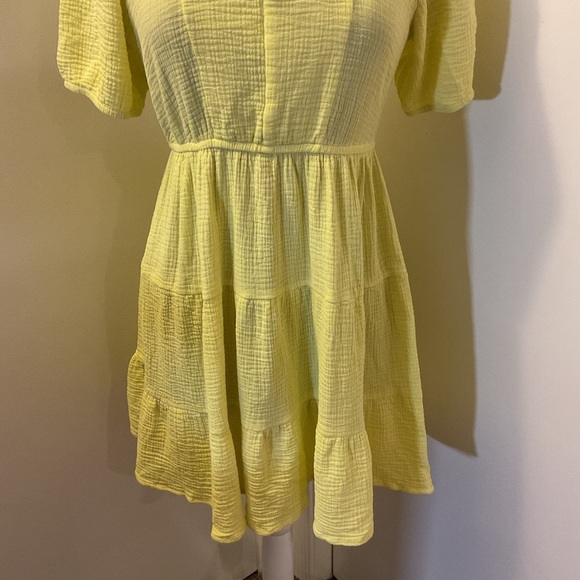 7. RDI Yellow Short Sleeve V-Neck Tiered Dress  100% Cotton Size XS - Picture 7 of 10
